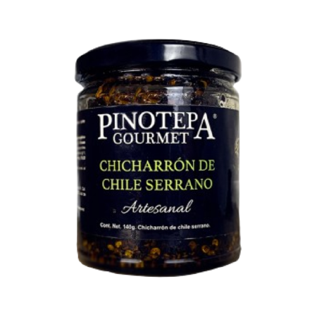 Frasco de Chicharrón de Chile Serrano de 140 gramos